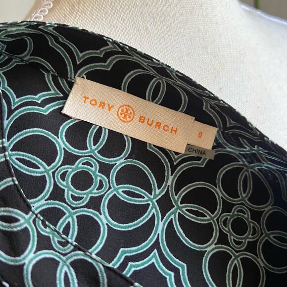 Tory Burch Massey Silk  Mini Dress Tunic Abstract Women's Size 0 XS Blue Green - Picture 10 of 10